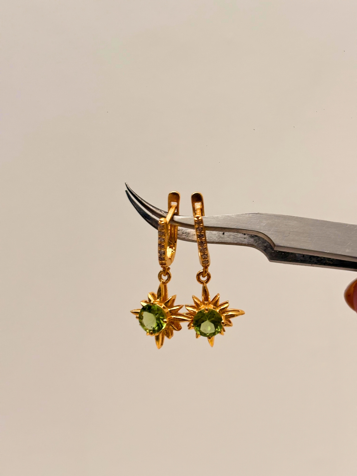 Wildest Dreams | Peridot Drop Hoop Earrings in 925 Sterling Silver