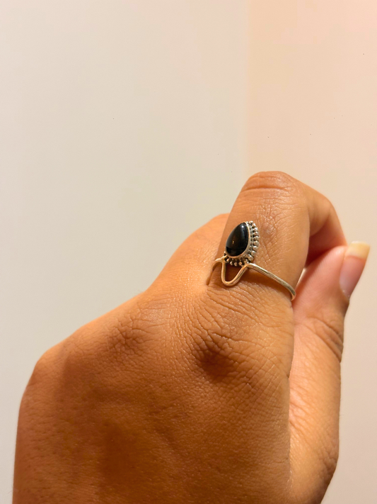 Pear Shaped Gemstone Ring in 925 Sterling Silver • Handmade Teardrop Statement Ring • Minimalist Boho Jewelry