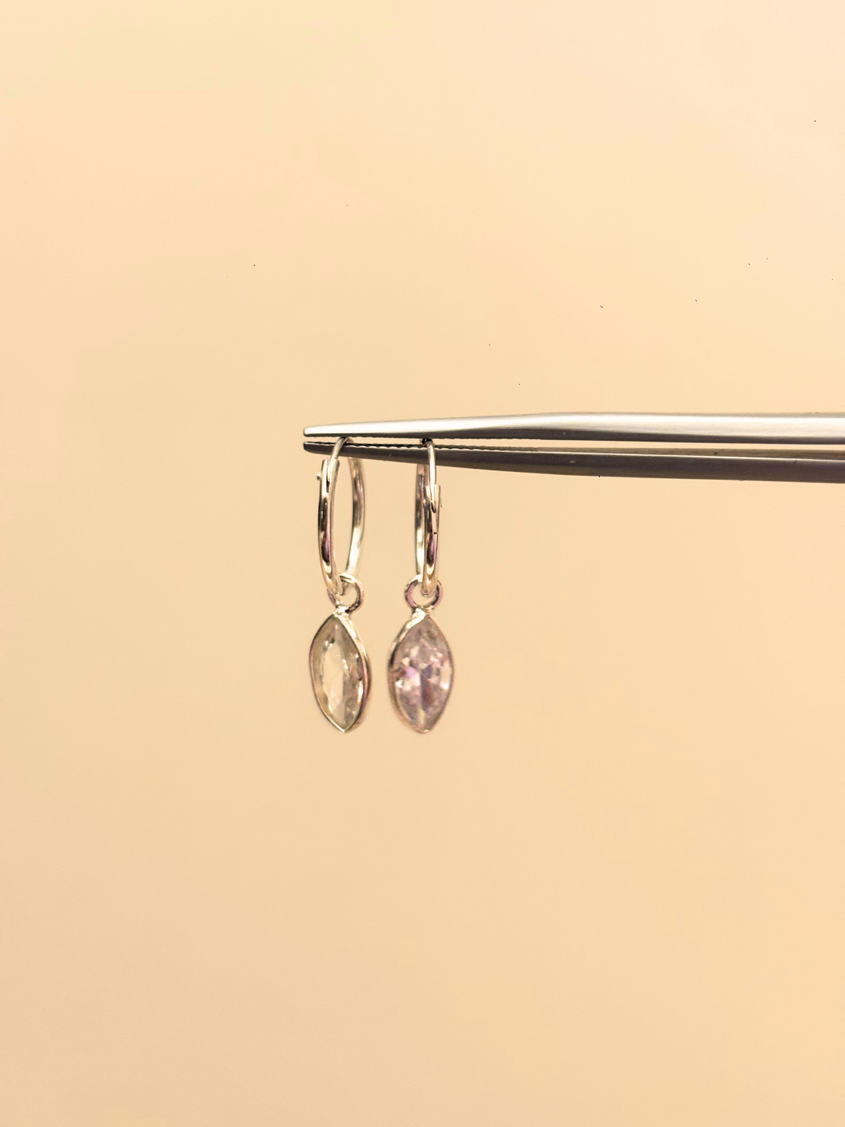 Leaf It to Me Marquise Charm Hoops in 925 Silver