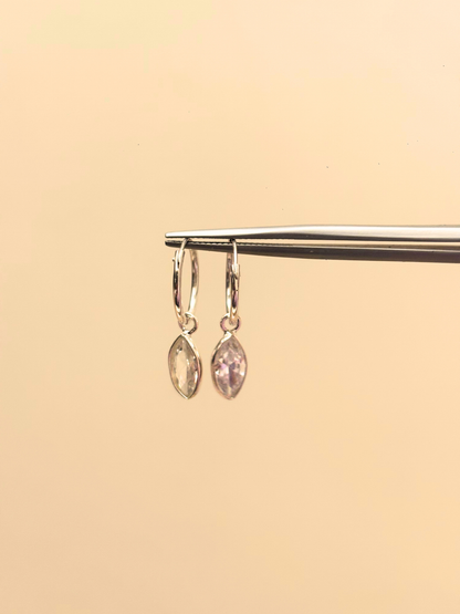 Leaf It to Me Marquise Charm Hoops in 925 Silver