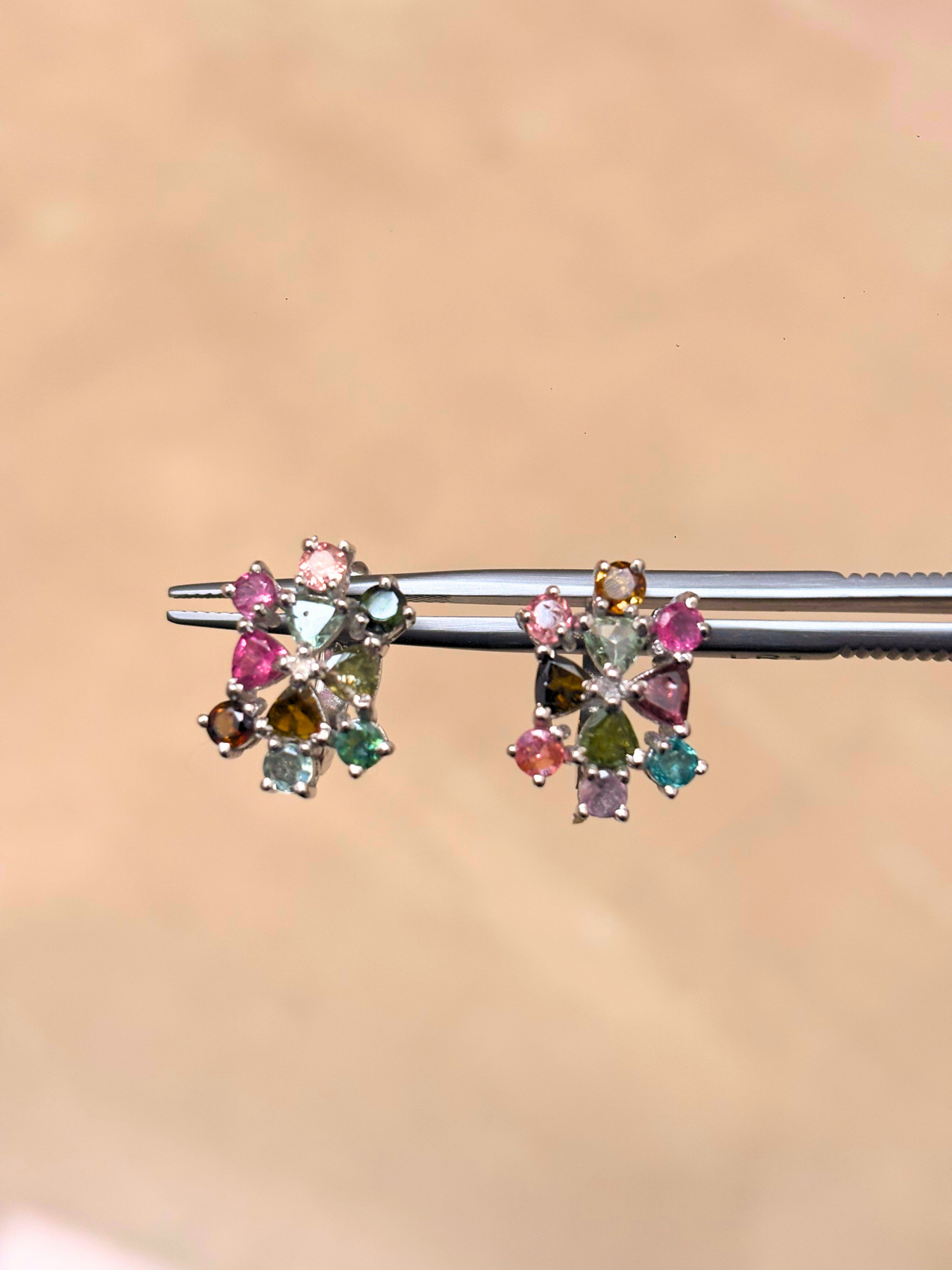 Confetti Crush Multicolour Tourmaline Studs in 925 Silver