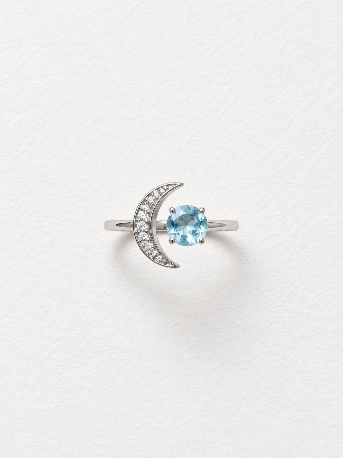 Midnight Rain | Blue Topaz Crescent Ring in 925 Sterling Silver