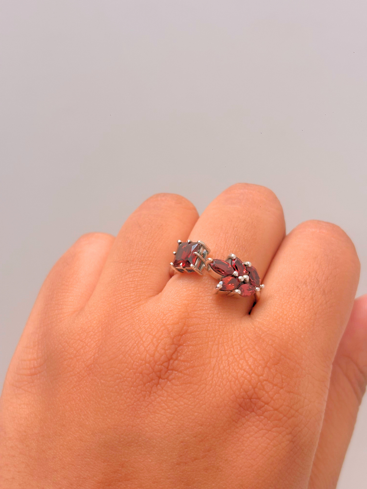 Plot Twist Adjustable Garnet Ring in 925 Silver