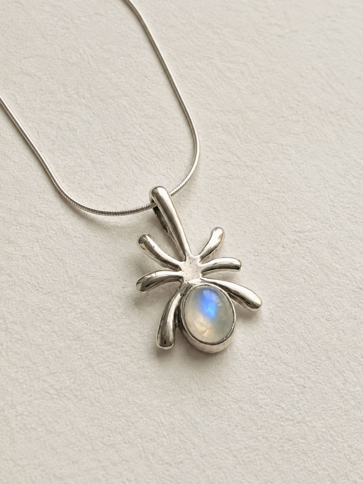 Rainbow Moonstone Celestial Pendant in 925 Sterling Silver