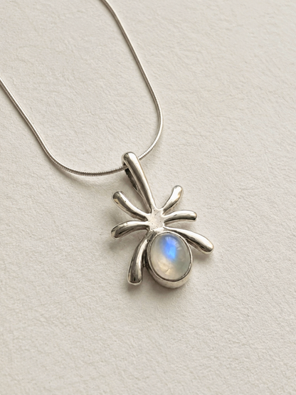 Rainbow Moonstone Celestial Pendant in 925 Sterling Silver