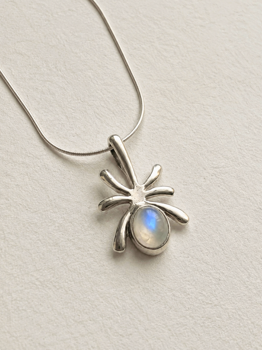 Rainbow Moonstone Celestial Pendant in 925 Sterling Silver