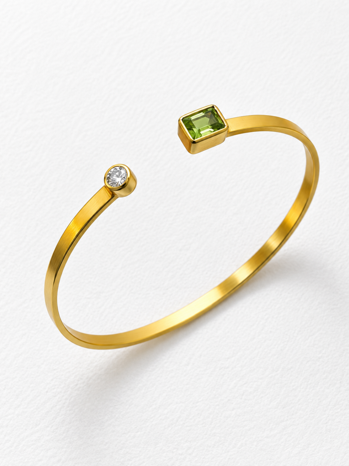 Ivy | Peridot Open Bangle in 925 Sterling Silver