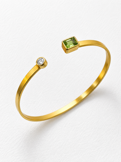 Ivy | Peridot Open Bangle in 925 Sterling Silver