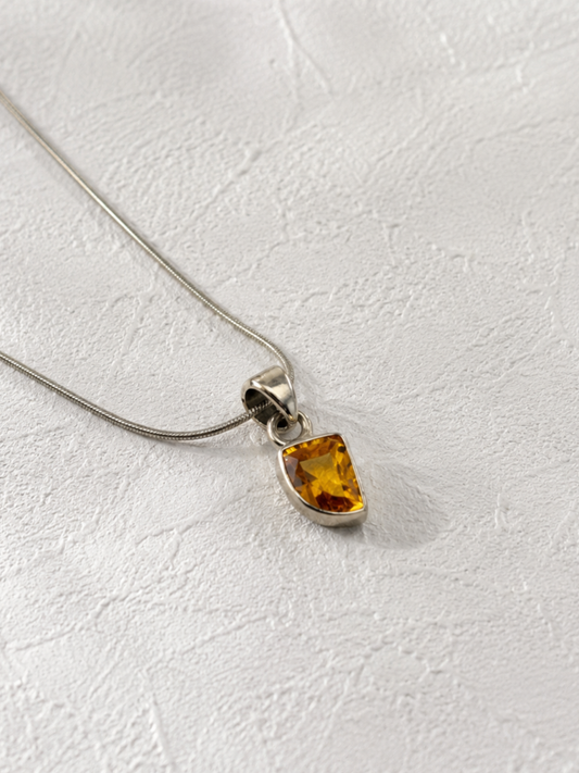 Citrine Geometric Pendant in 925 Sterling Silver
