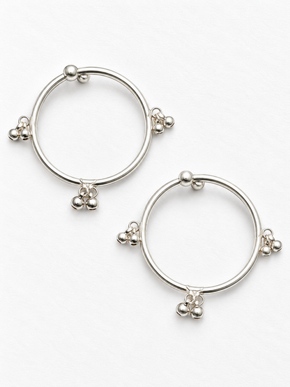 Jingle Munchkin 925 Silver Kids Ghungroo Kada - Pair of 2