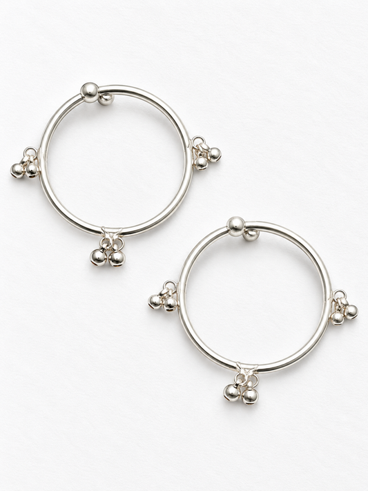 Jingle Munchkin 925 Silver Kids Ghungroo Kada - Pair of 2
