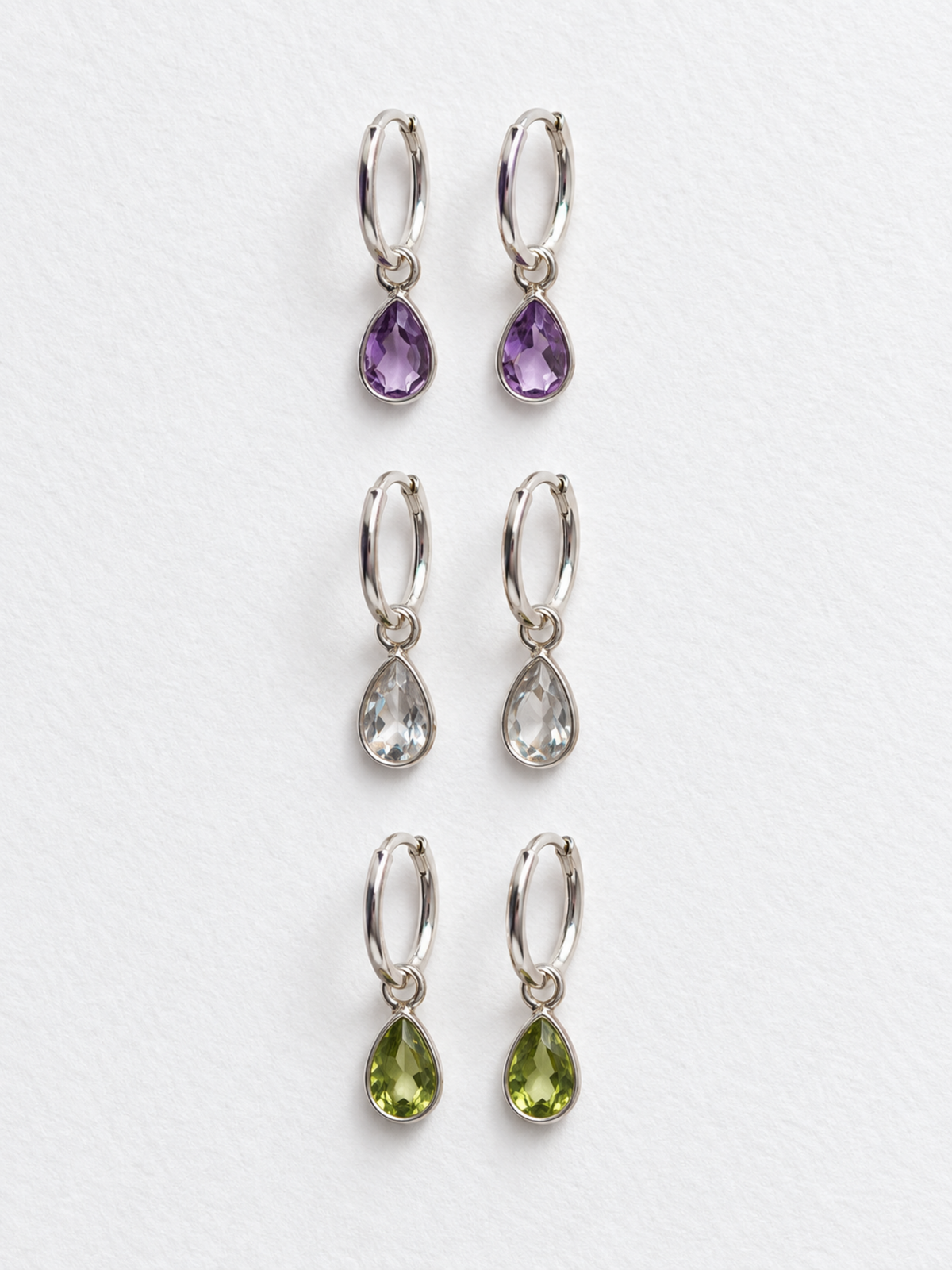 Drop Everything Teardrop Charm Hoops in 925 Silver