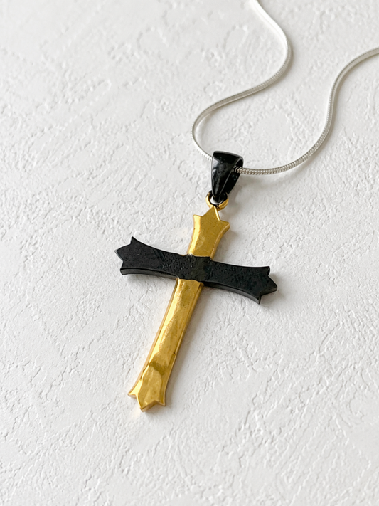 Two-Tone Cross Pendant in 925 Sterling Silver