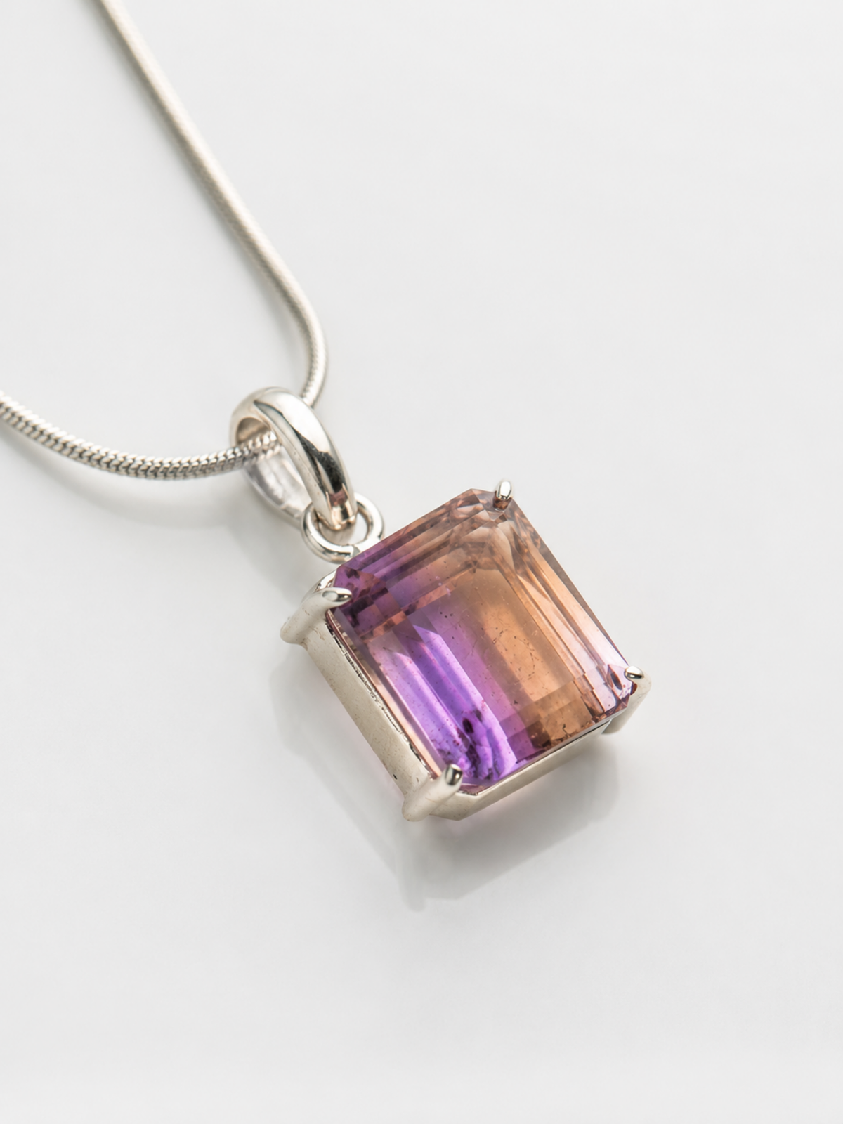 Ametrine Rectangle Pendant in 925 Sterling Silver