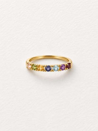 Bejeweled | Multicolour Stone Band Ring in 925 Sterling Silver
