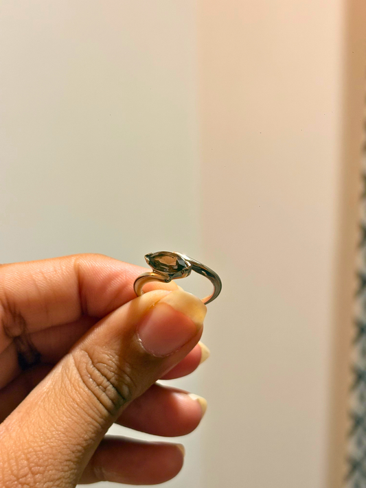 Natural Smoky Topaz Marquise Ring in 925 Sterling Silver | Statement Gemstone Ring