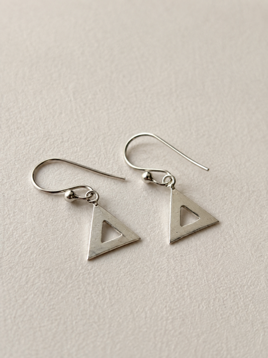 Minimal Triangle Cutout Drop Earrings in 925 Silver