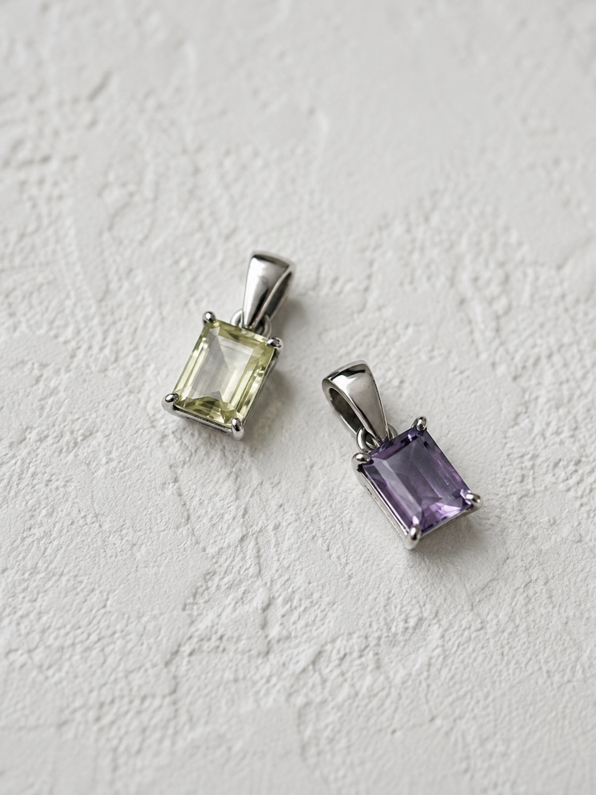 Rectangle Gemstone Pendant in 925 Sterling Silver