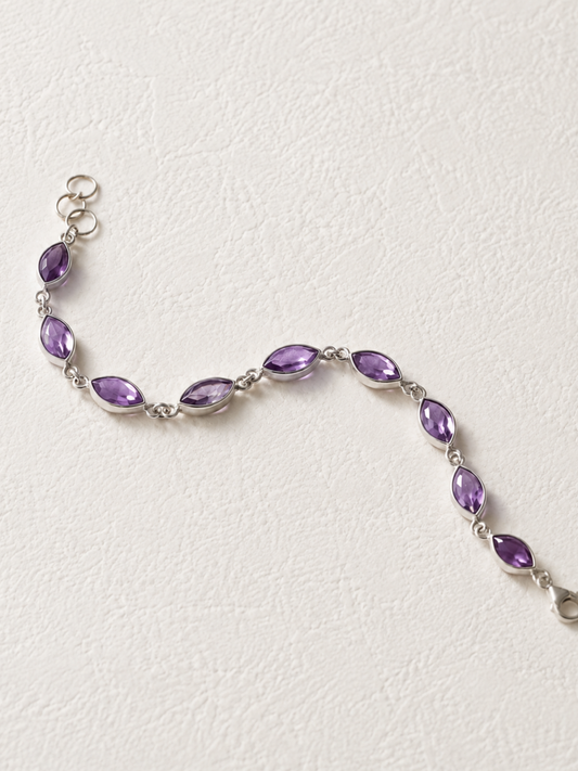 Amethyst Marquise Bracelet in 925 Sterling Silver Ð February Birthstone