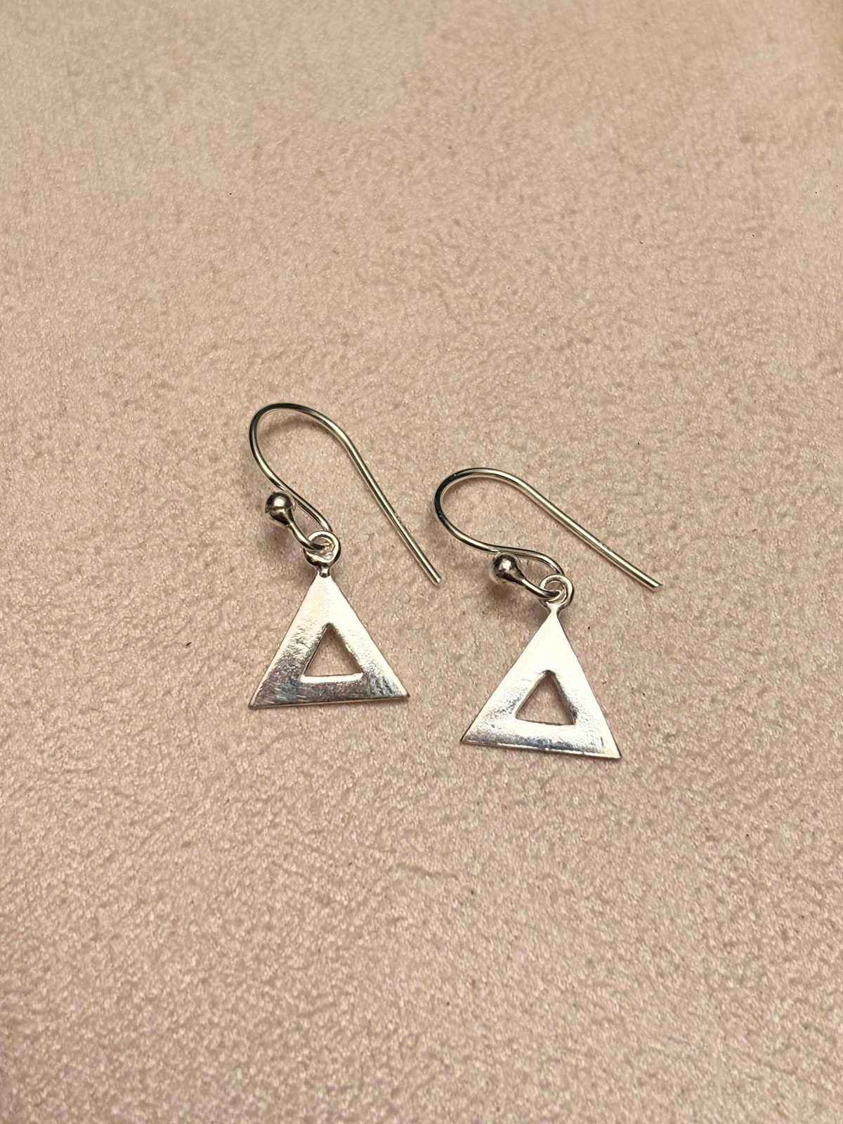 Minimal Triangle Cutout Drop Earrings in 925 Silver