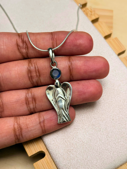 Labradorite Angel Pendant in 925 Sterling Silver