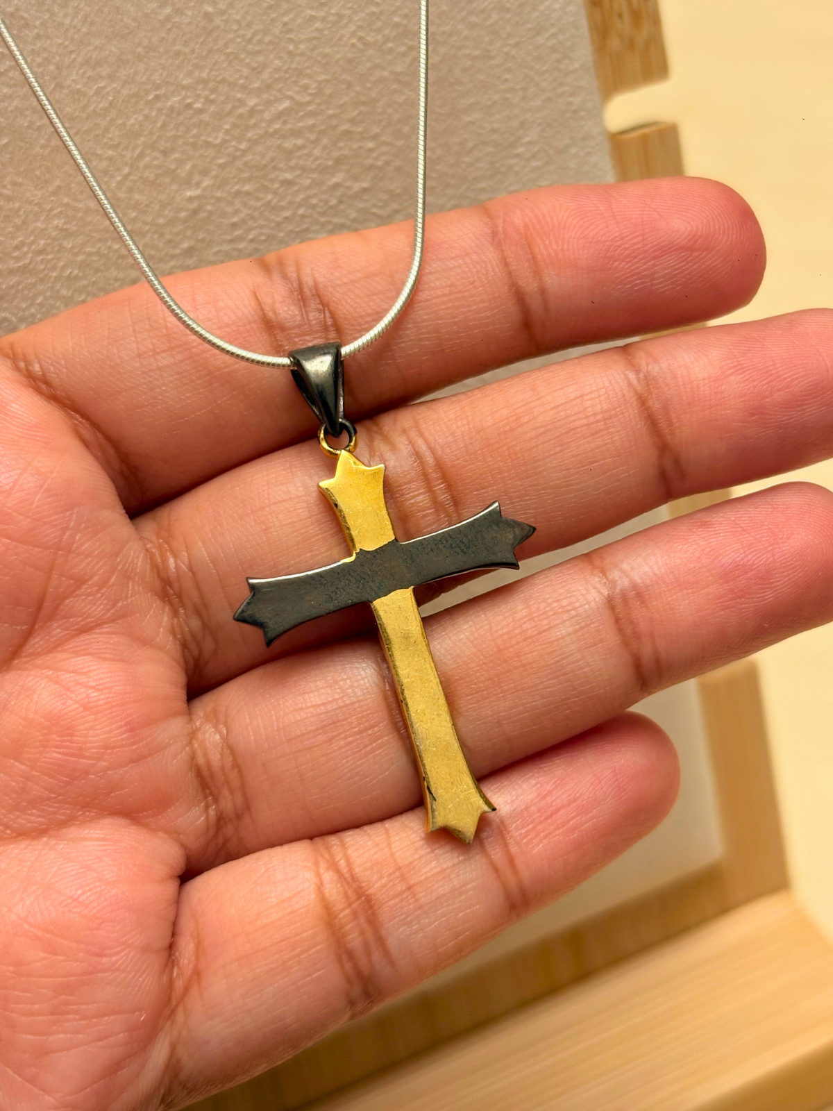 Two-Tone Cross Pendant in 925 Sterling Silver