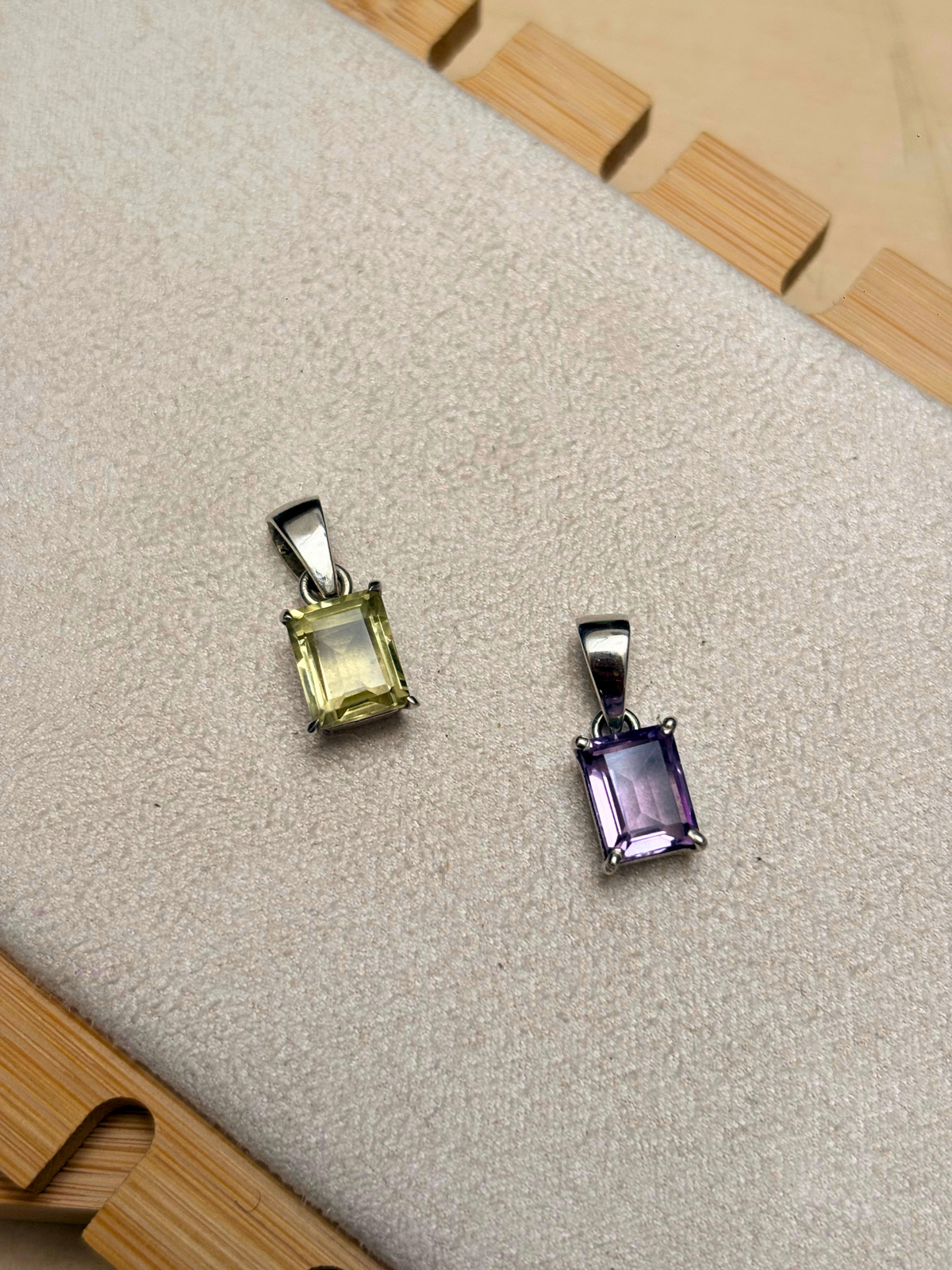 Rectangle Gemstone Pendant in 925 Sterling Silver