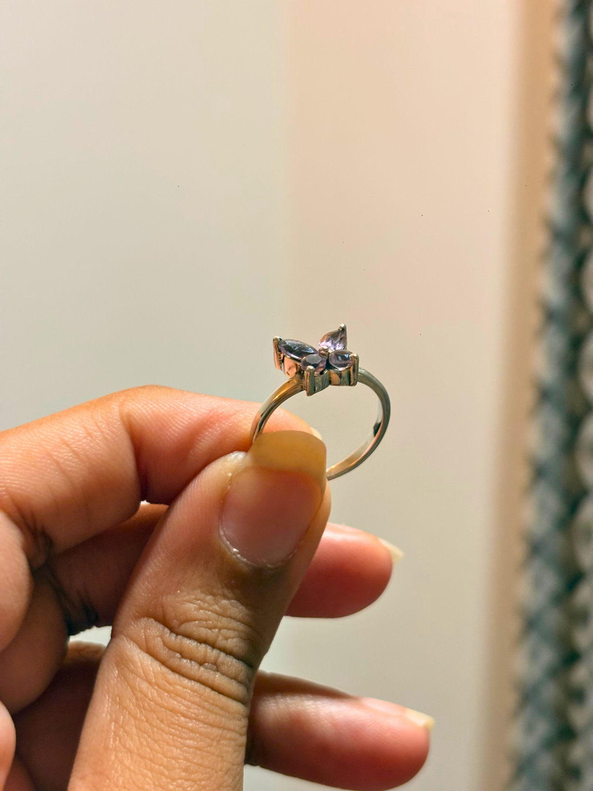 Natural Amethyst Butterfly Ring in 925 Sterling Silver | Purple Gemstone Statement Ring