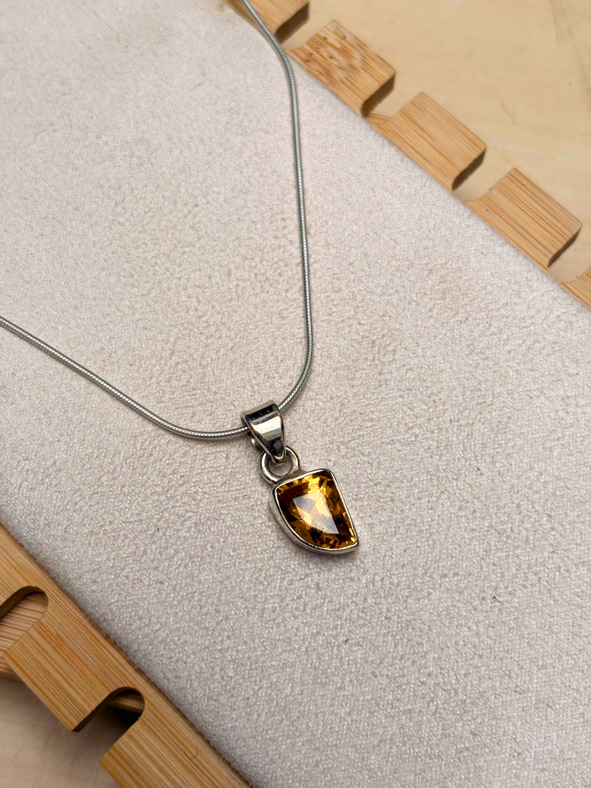 Citrine Geometric Pendant in 925 Sterling Silver