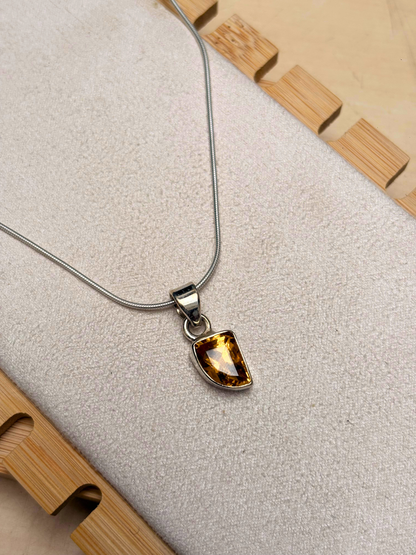Citrine Geometric Pendant in 925 Sterling Silver