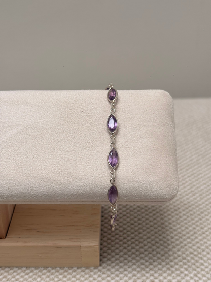 Amethyst Marquise Bracelet in 925 Sterling Silver Ð February Birthstone