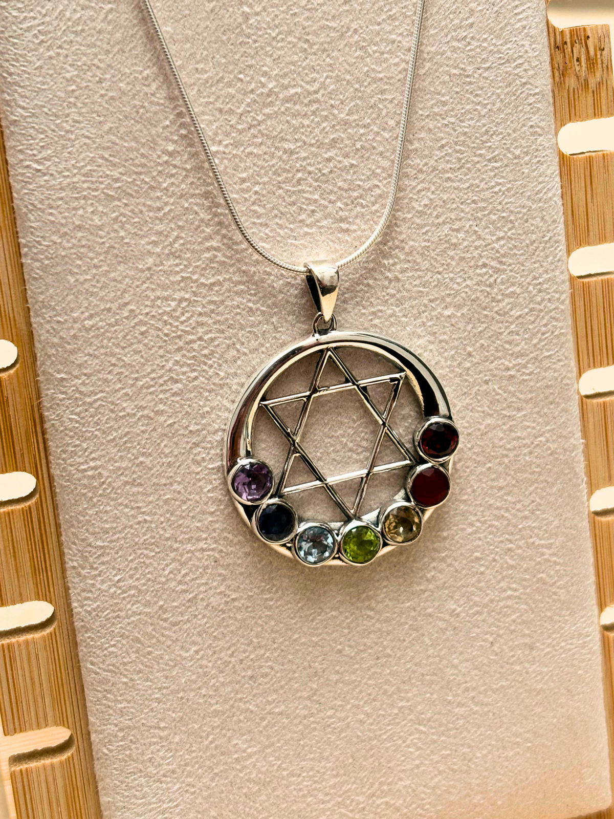 Seven Chakra Sacred Geometry Pendant in 925 Sterling Silver