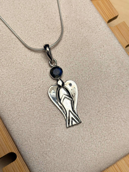 Labradorite Angel Pendant in 925 Sterling Silver