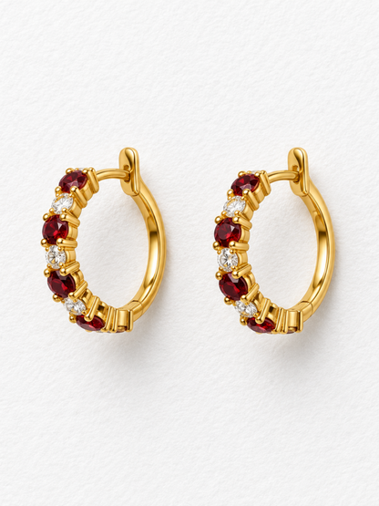 Merlot After Hours | Garnet Hoop Earrings in 925 Sterling Silver