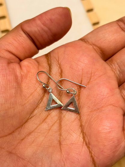 Minimal Triangle Cutout Drop Earrings in 925 Silver