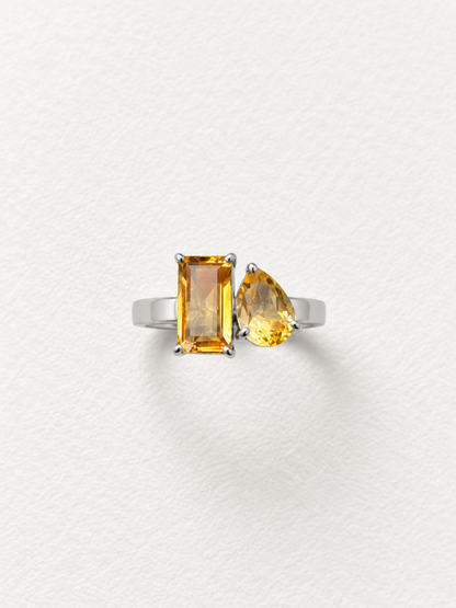 Champagne Problems | Citrine Duo Adjustable Ring in 925 Sterling Silver