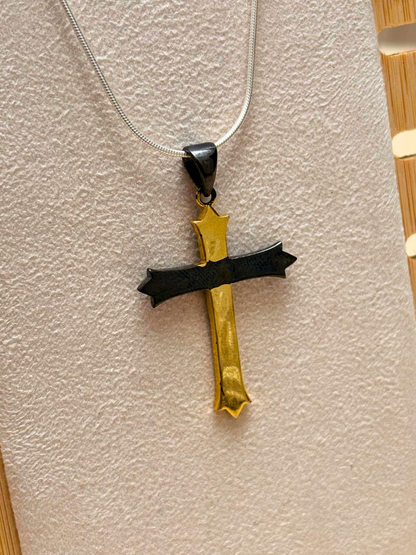 Two-Tone Cross Pendant in 925 Sterling Silver