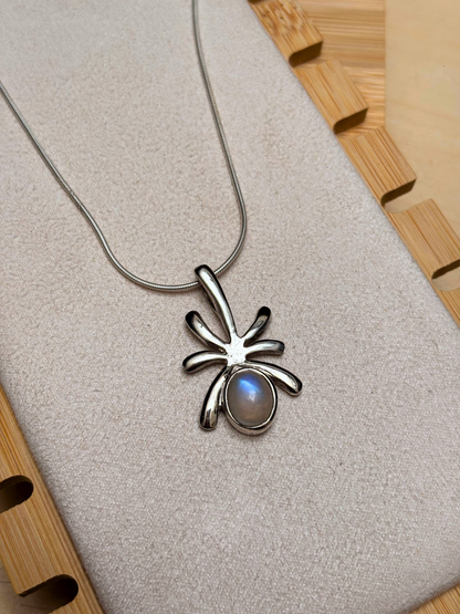 Rainbow Moonstone Celestial Pendant in 925 Sterling Silver