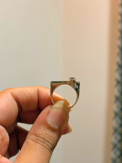 Natural Garnet Baguette Ring in 925 Sterling Silver | Geometric Gemstone Ring