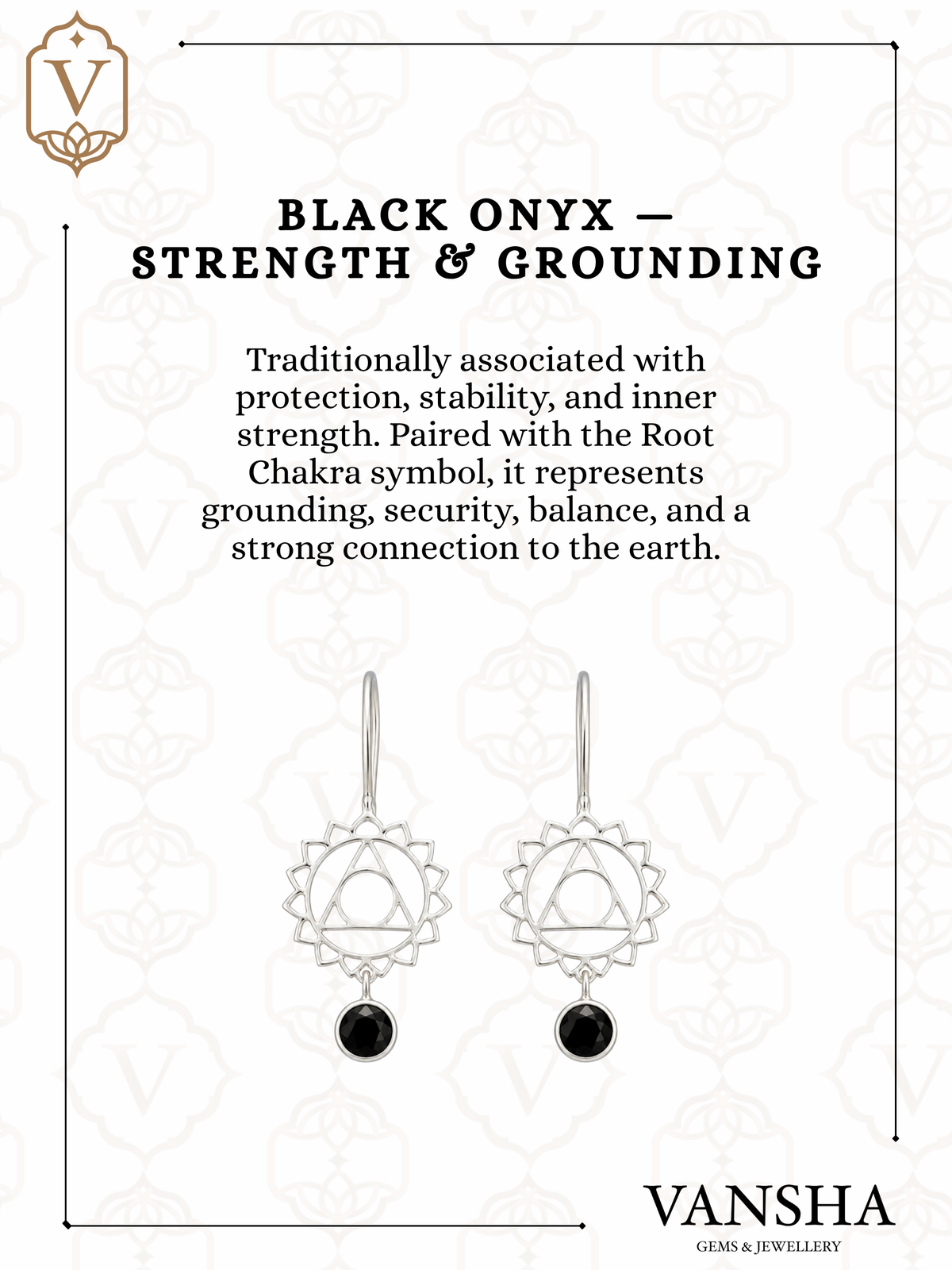 Black Onyx Chakra Mandala Dangle Earrings in 925 Silver
