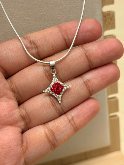 Swarovski Crystal Starburst 925 Silver Pendant & Stud Set