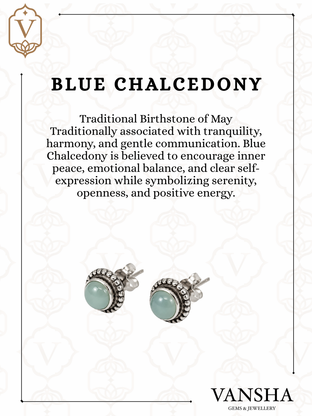Blue Chalcedony Rope Halo Stud Earrings in 925 Silver