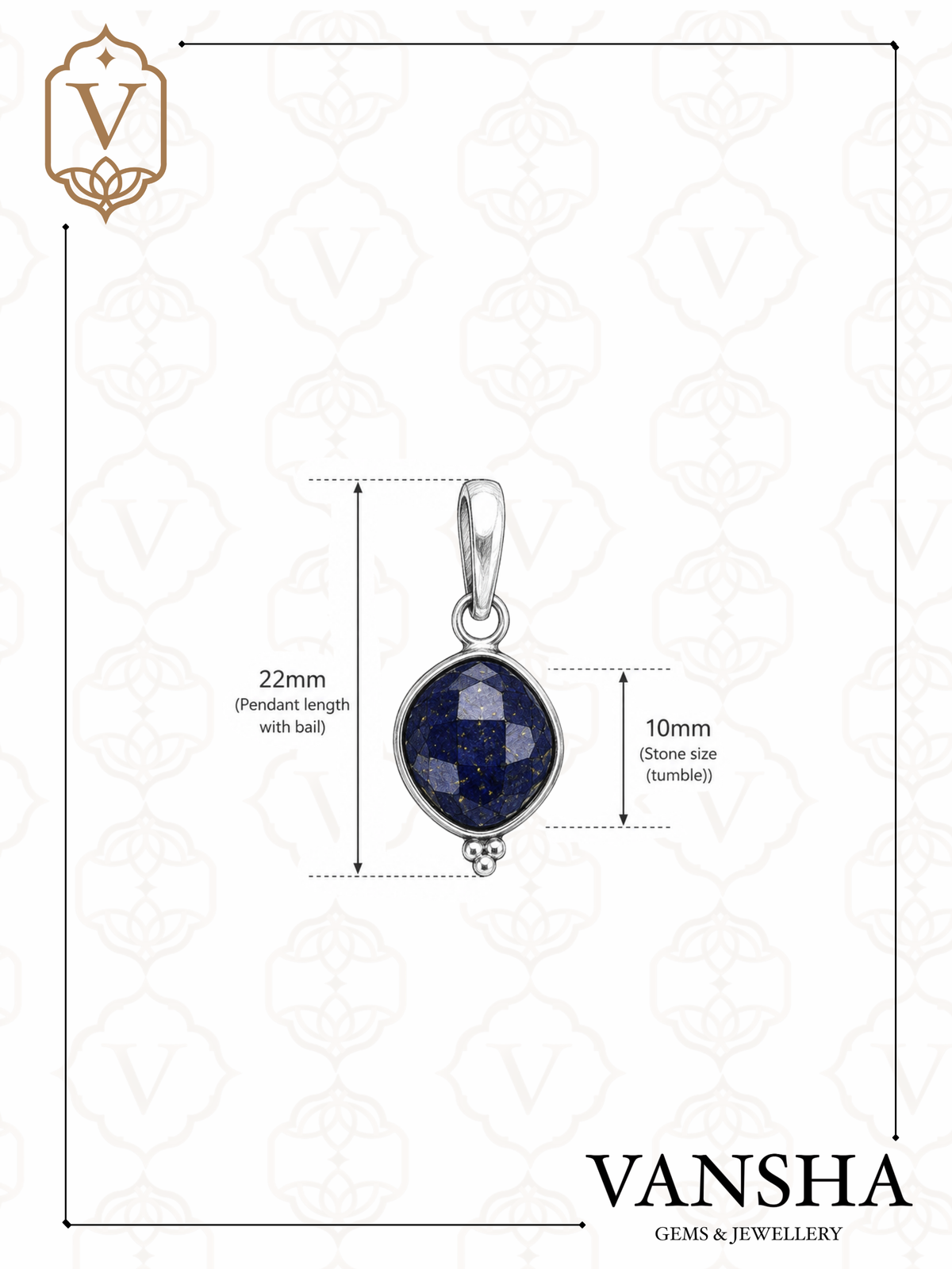 Lapis Lazuli Pendant in 925 Sterling Silver