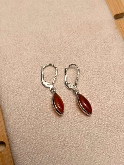 Marquise Gemstone Leverback Drop Earrings in 925 Silver