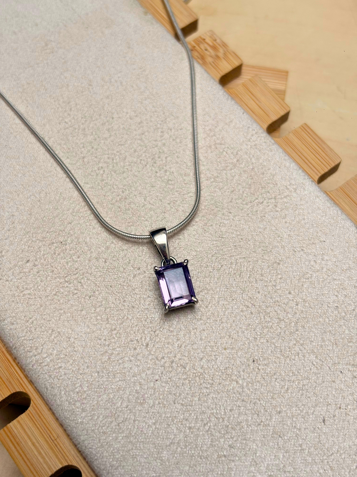 Rectangle Gemstone Pendant in 925 Sterling Silver