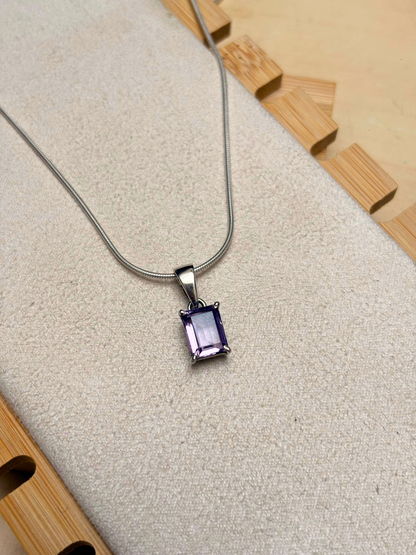 Rectangle Gemstone Pendant in 925 Sterling Silver
