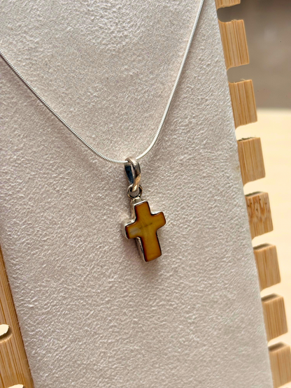 Golden Shell Cross 925 Silver Pendant & Earring Set