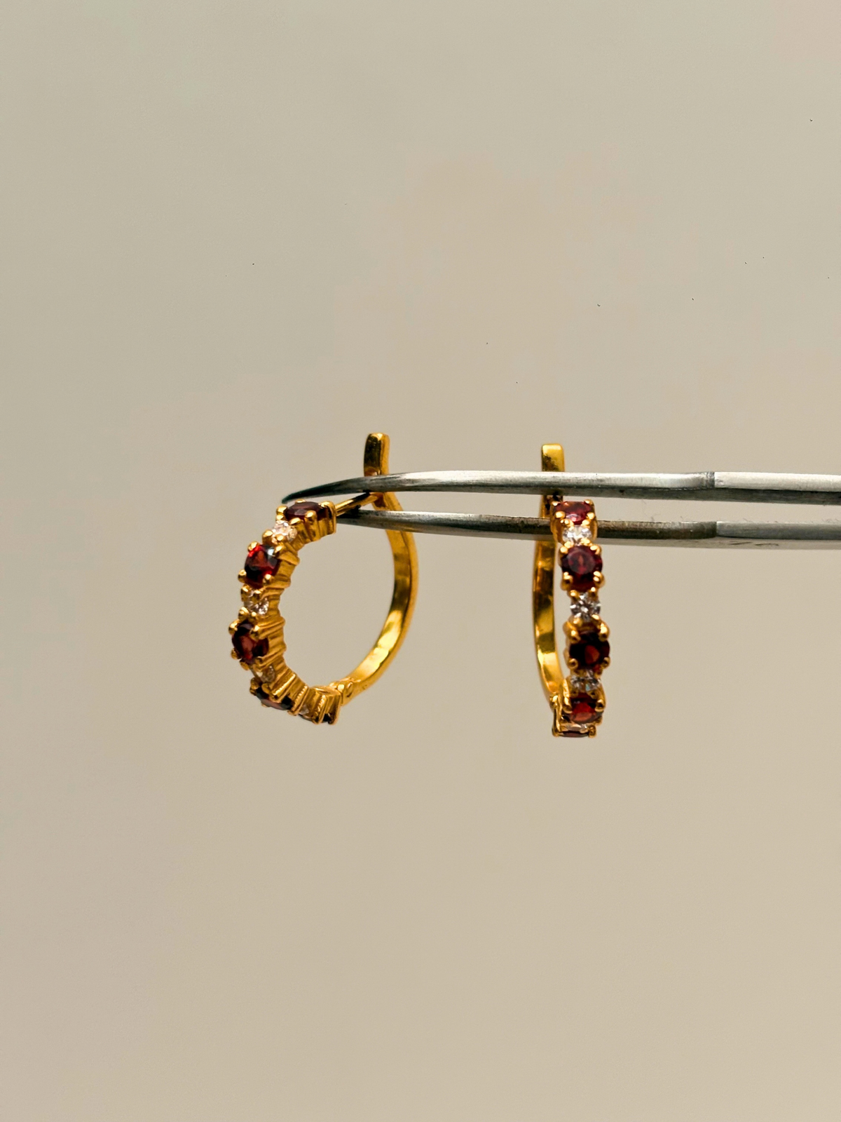 Merlot After Hours | Garnet Hoop Earrings in 925 Sterling Silver