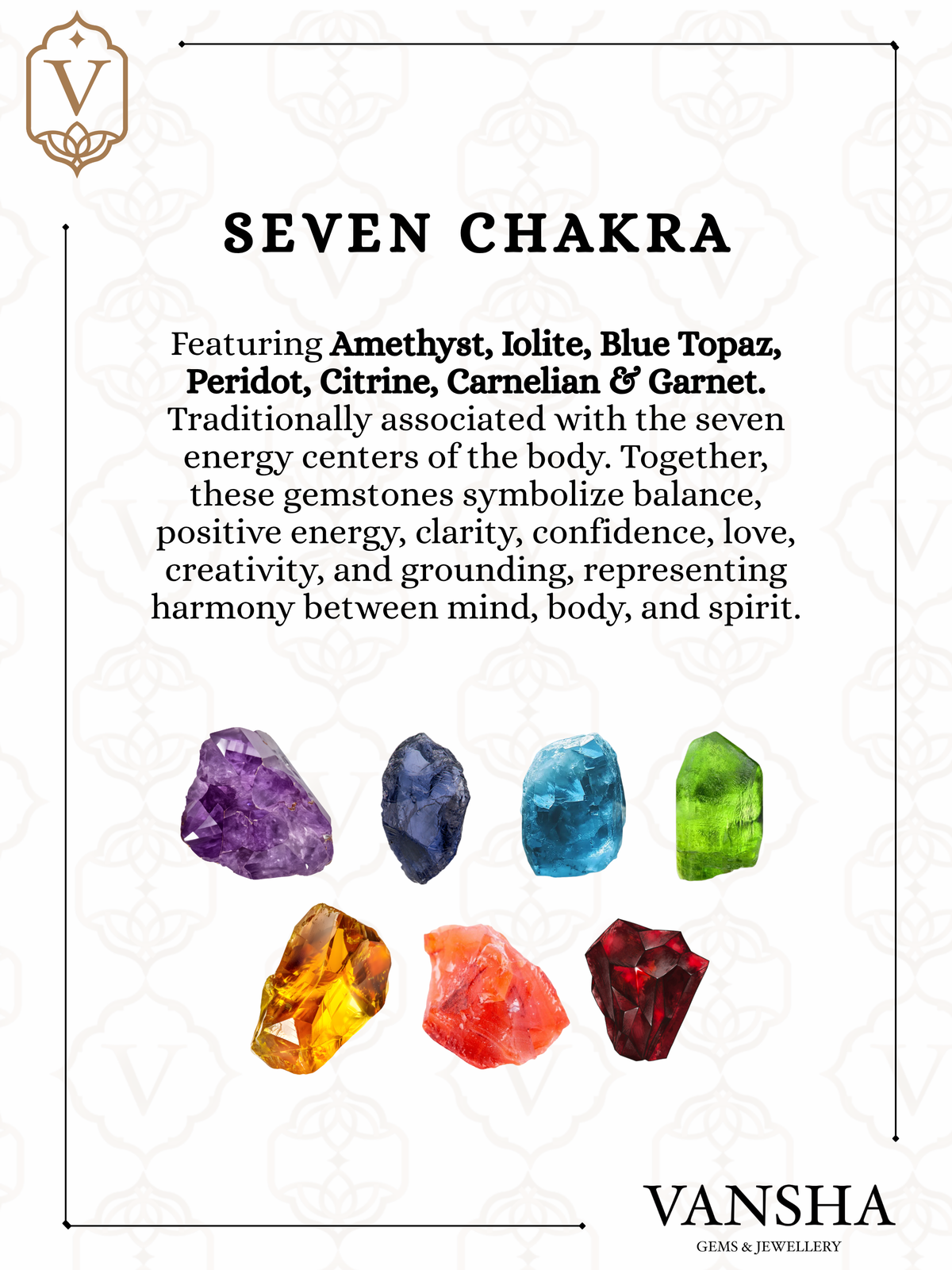 Seven Chakra Gemstone Bracelet in 925 Sterling Silver Ð Multicolor Teardrop