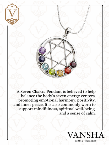Seven Chakra Sacred Geometry Pendant in 925 Sterling Silver